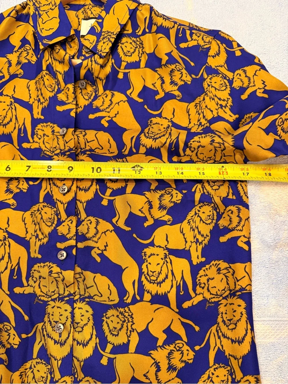 J. Crew Collection Silk Sleepy Lion Button Down Shirt